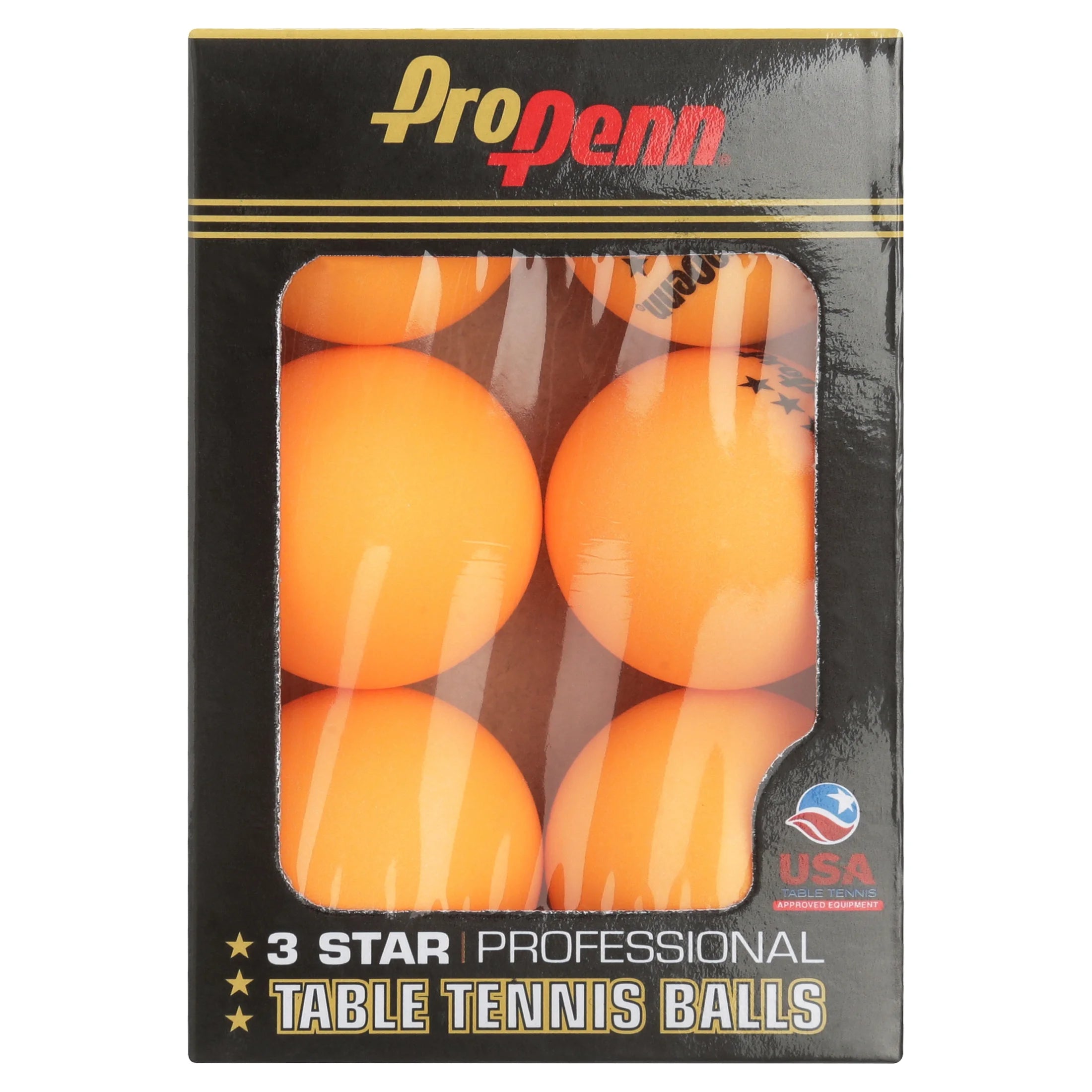 (3 Pack)  Pro Tournament 3-Star Table Tennis Balls, 40 Mm, Orange, 6 Count