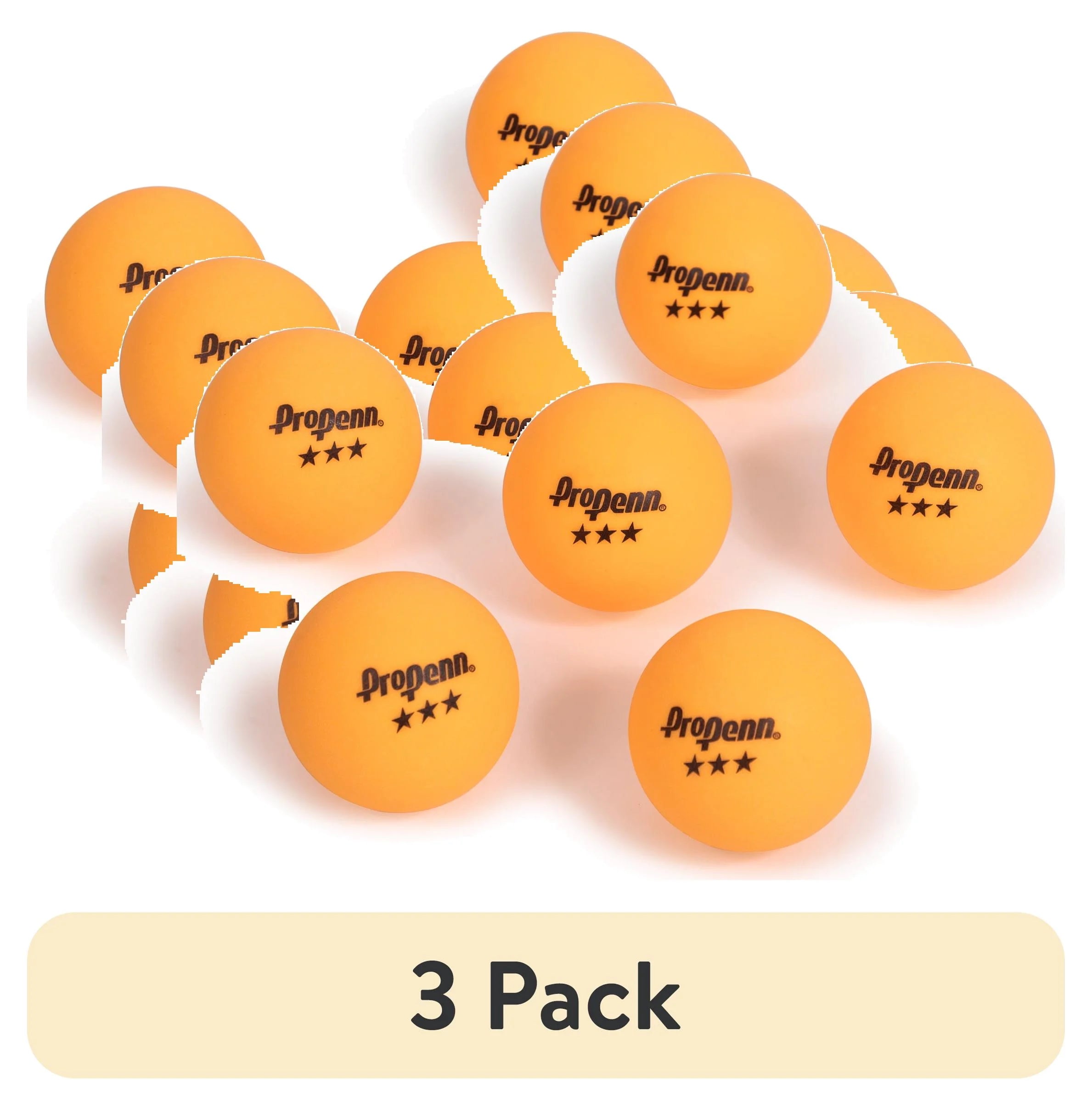 (3 Pack)  Pro Tournament 3-Star Table Tennis Balls, 40 Mm, Orange, 6 Count