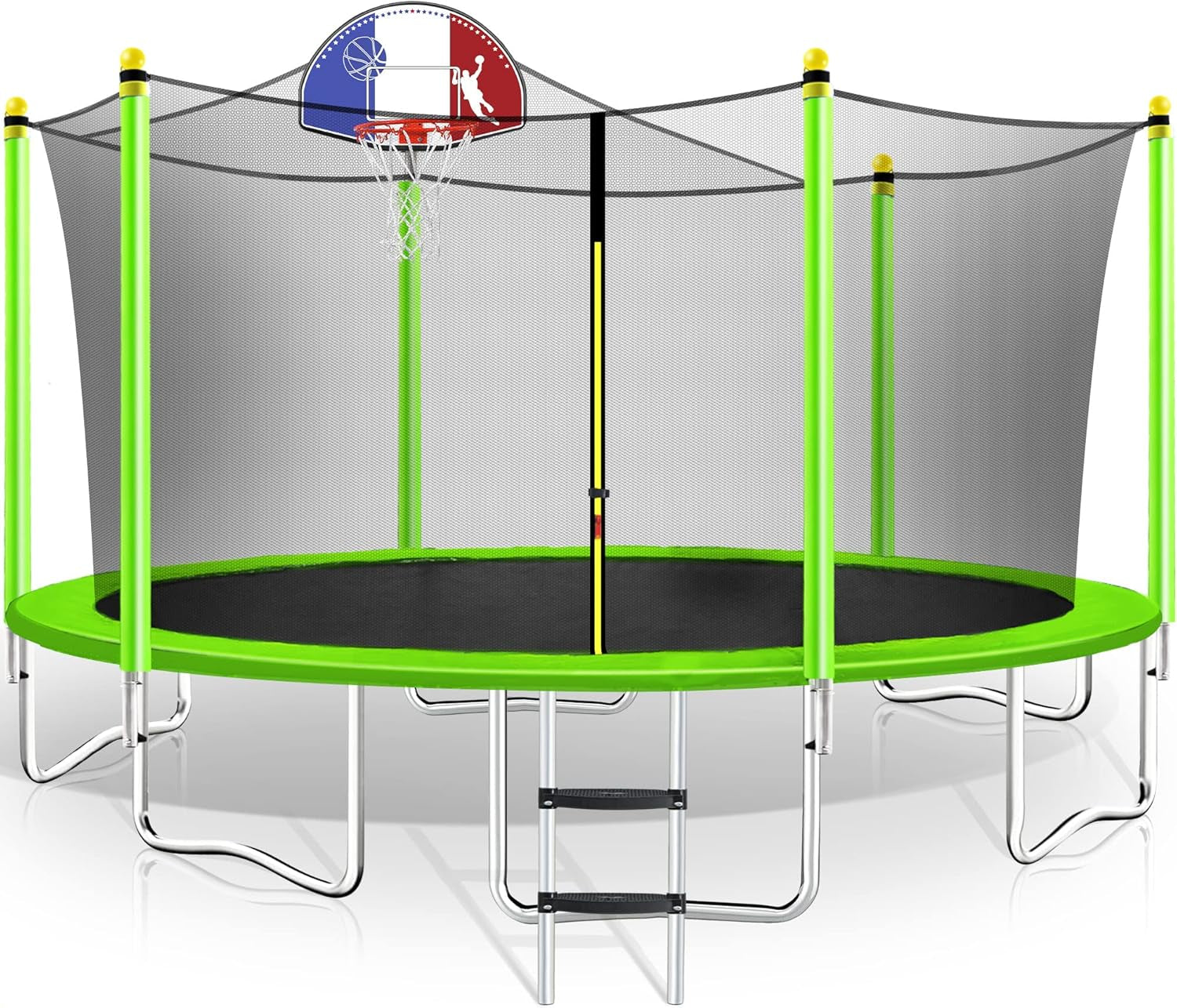 Trampoline 14FT 16FT Trampoline for Kids and Adults with Basketball Hoop, Enclosure Net & Ladder 1500LBS ASTM Approved Outdoor Recreational Trampolines