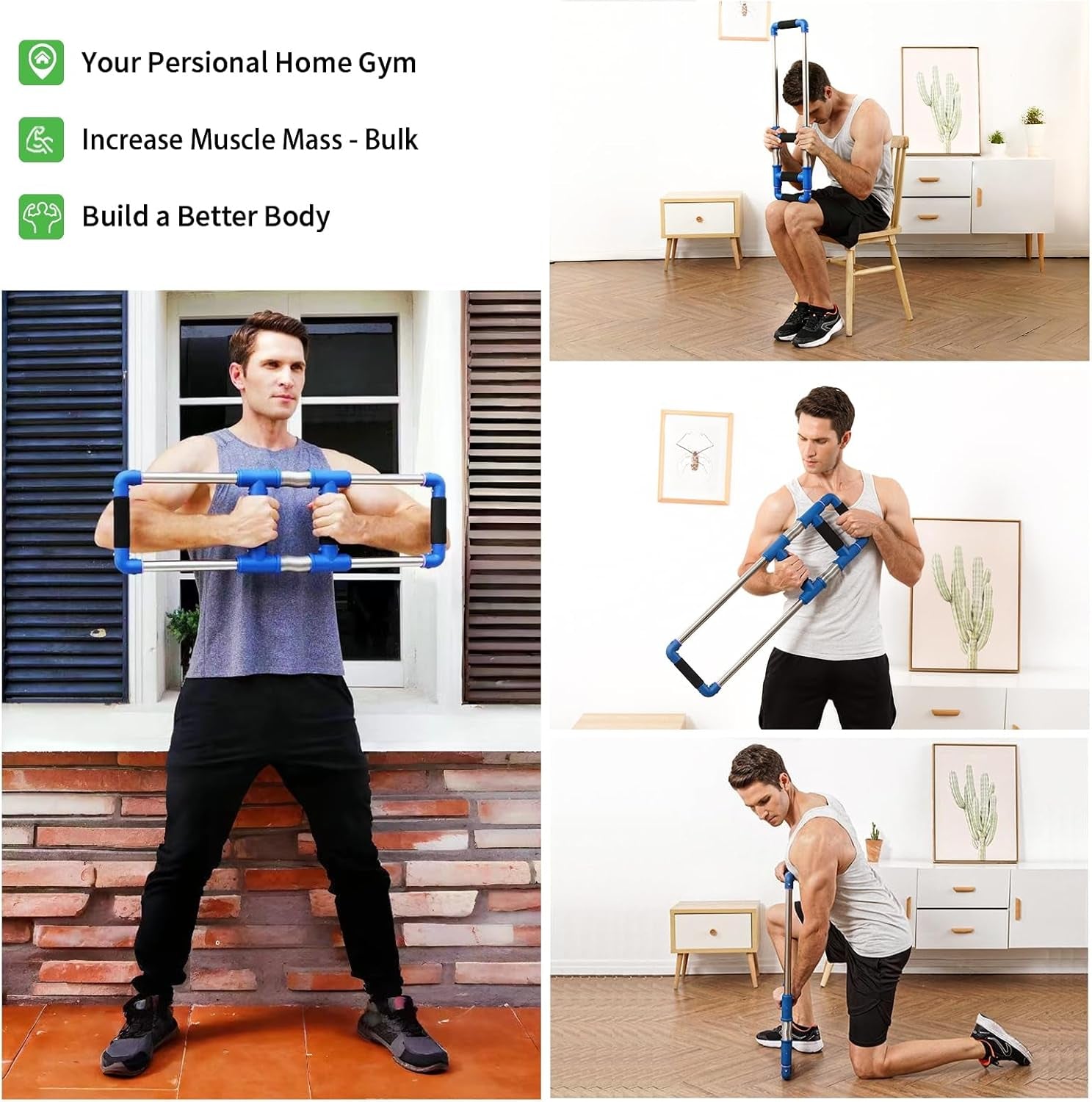 Push down Bar Machine - Chest Expander at Home Workout Equipment for Chest, Arm, Shoulder, Abs and Back - Portable Upper Body Trainer for Home, Travel or Outdoors